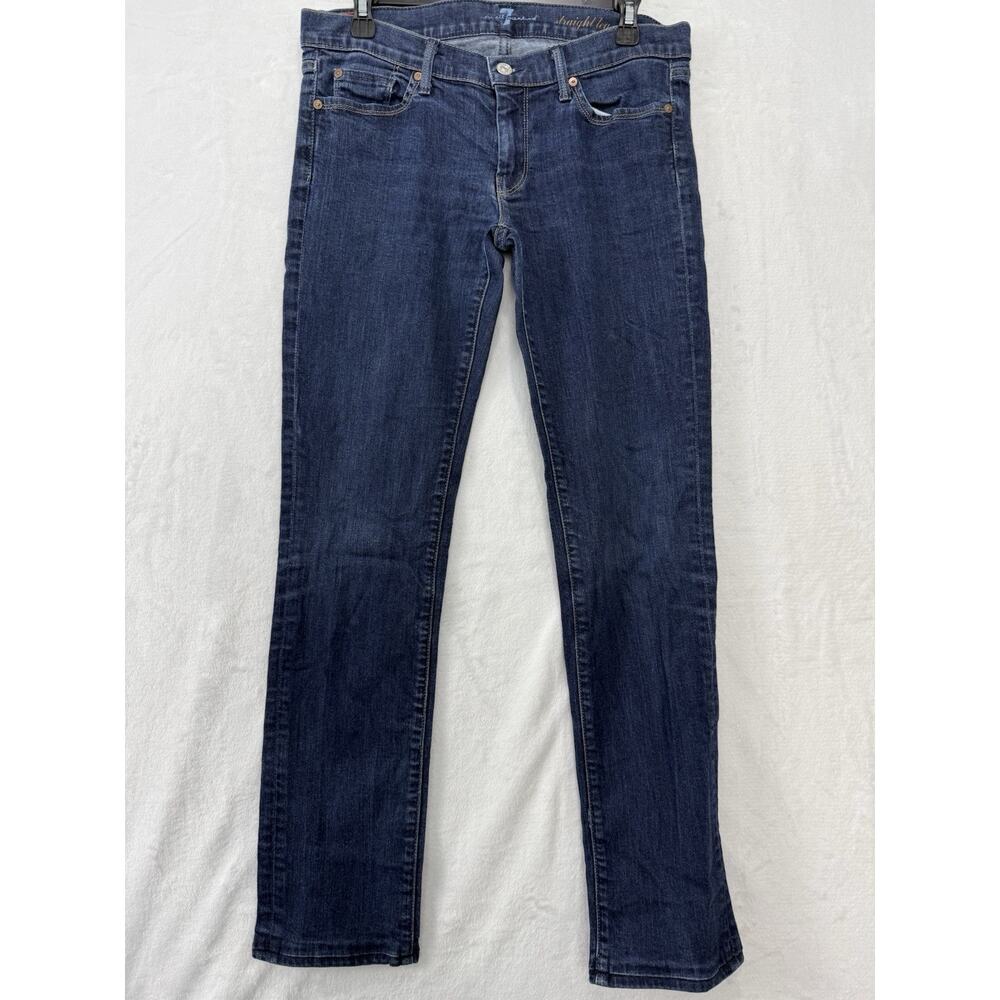 7 For All Mankind Women's Jeans Size 29 Straight Leg Medium Wash Blue Denim